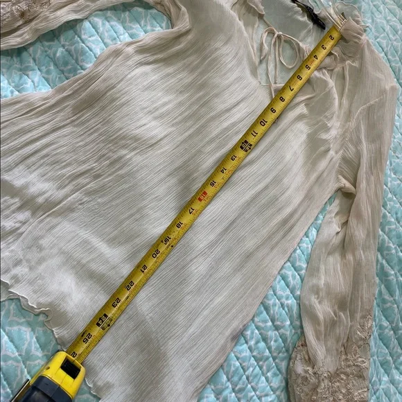 Ralph Lauren, sheer ruffled and metallic embroidered peasant blouse - Picture 7 of 8